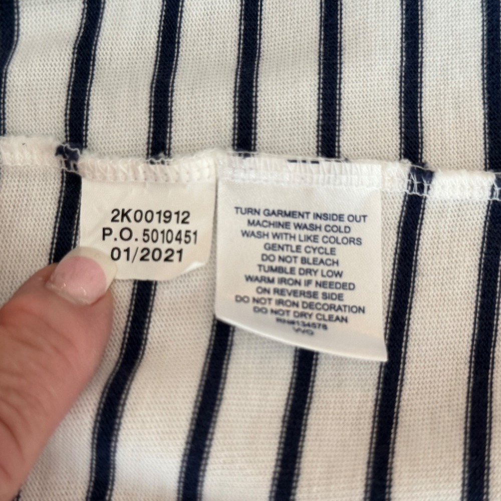 Vineyard Vines Shep Shirt Pullover Women L White Striped Excellent Thumbholes - Picture 6 of 8